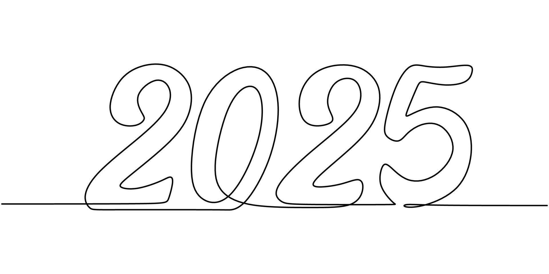 Welcome 2025 one line drawing vector