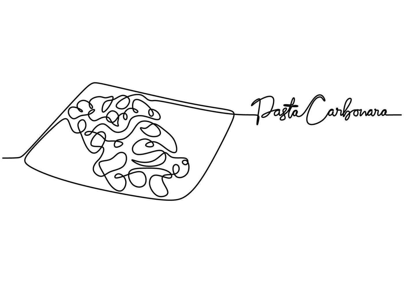 Italian Pasta Carbonara continuous line drawing. Food illustration on a white background. vector