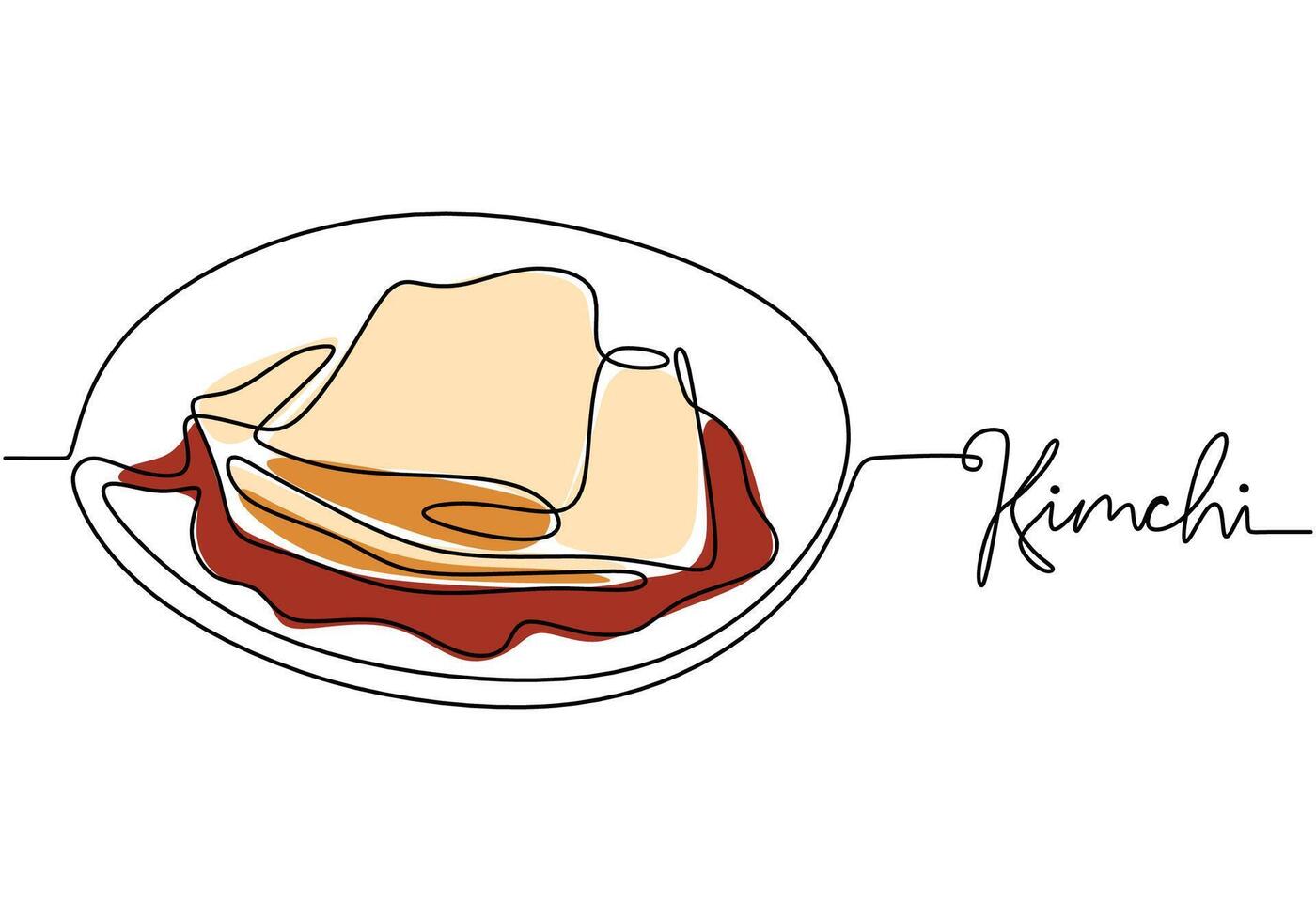 Kimchi continuous line drawing. Korean food illustration in a minimalist design. vector