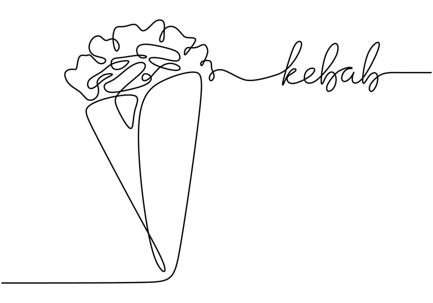 Turkish kebab in continuous line drawing. Food illustration in minimalist design. vector