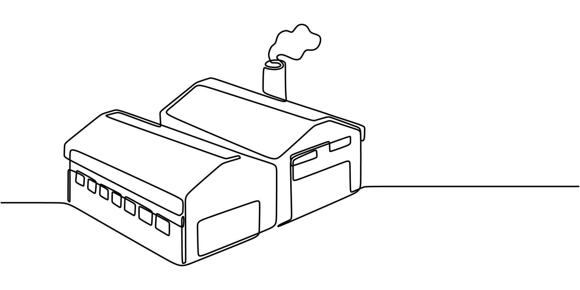 Industrial factory pipes one line art vector