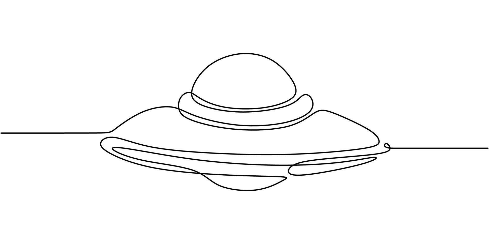 Ufo in space continuous one line drawing vector