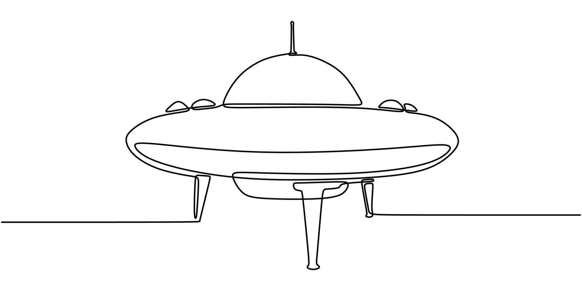 Minimalist ufo spacecraft line art vector