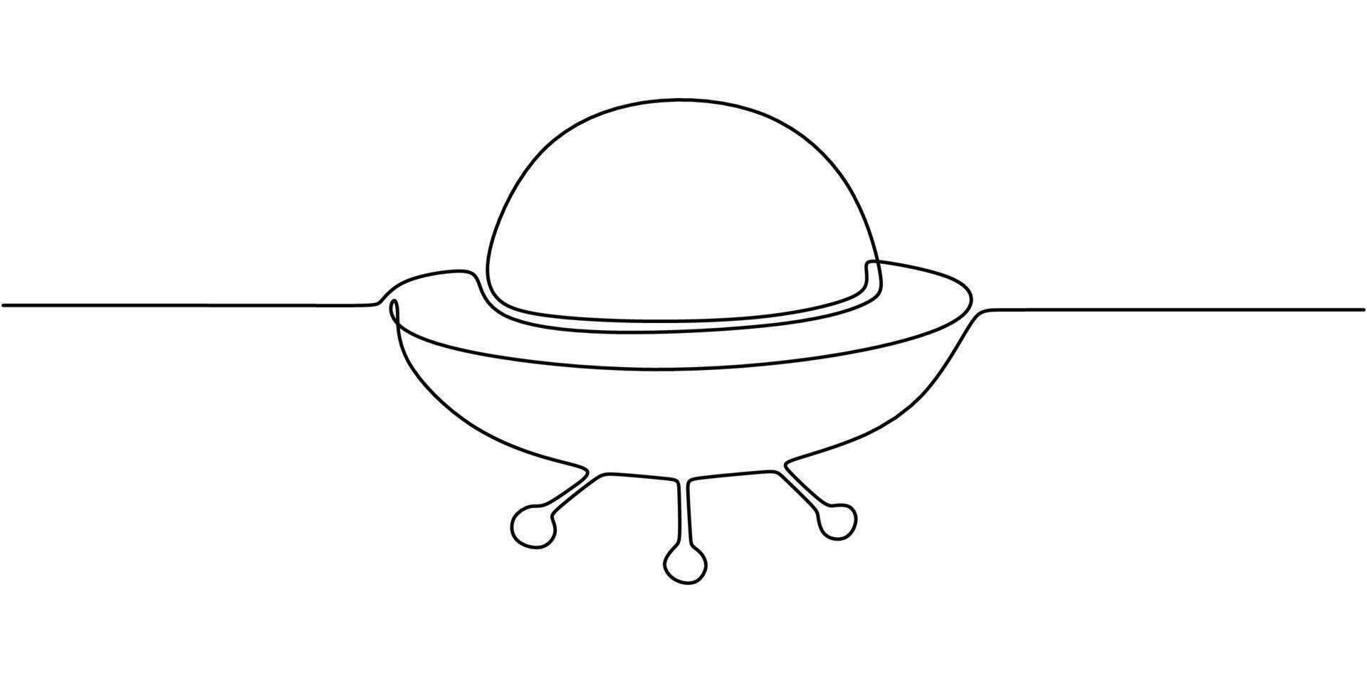 Simple ufo one line drawing illustration vector