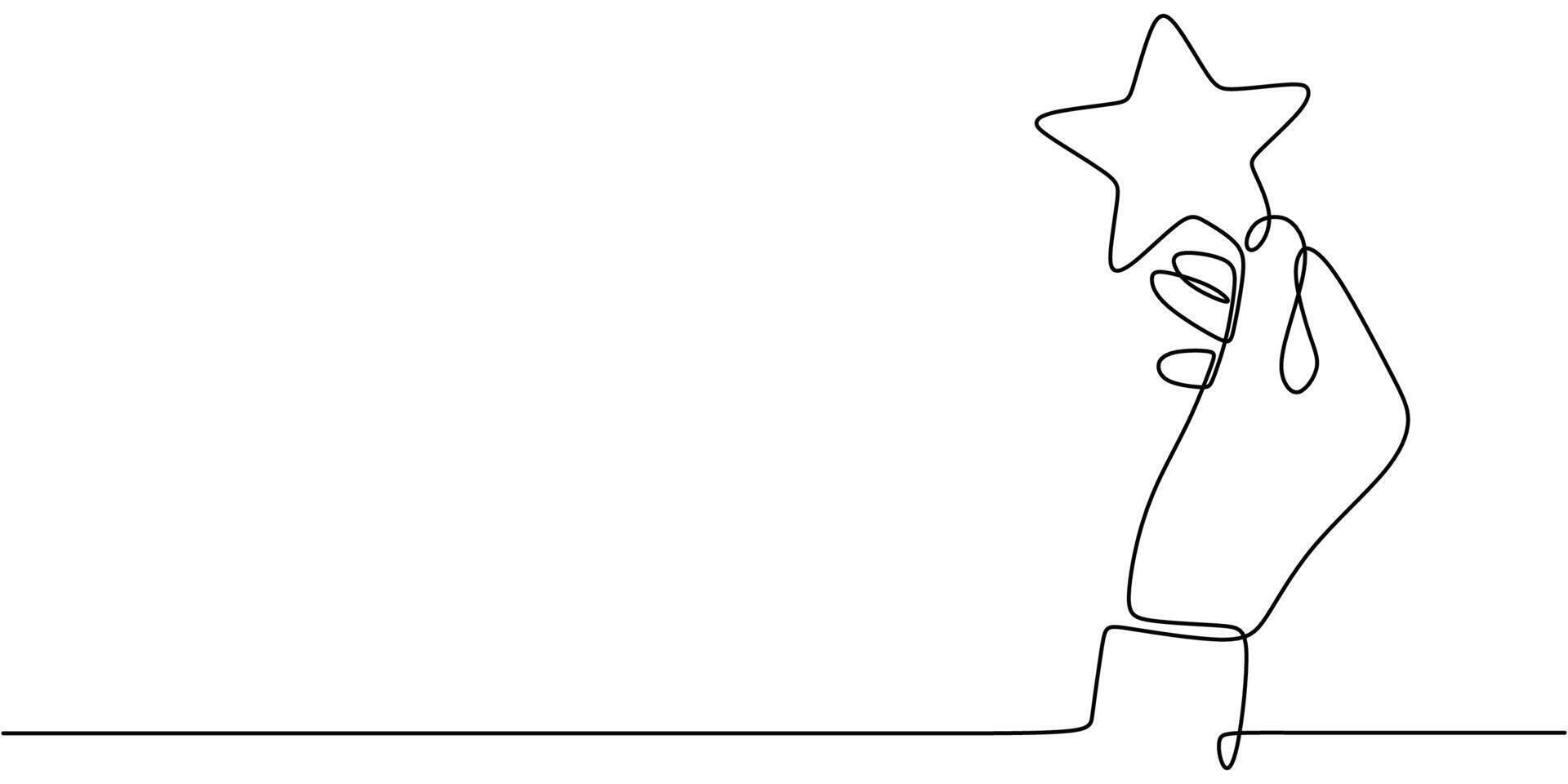 Hand holding star one line drawing vector