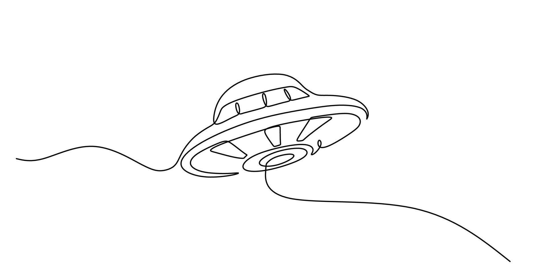 Alien ufo mystery one line art vector