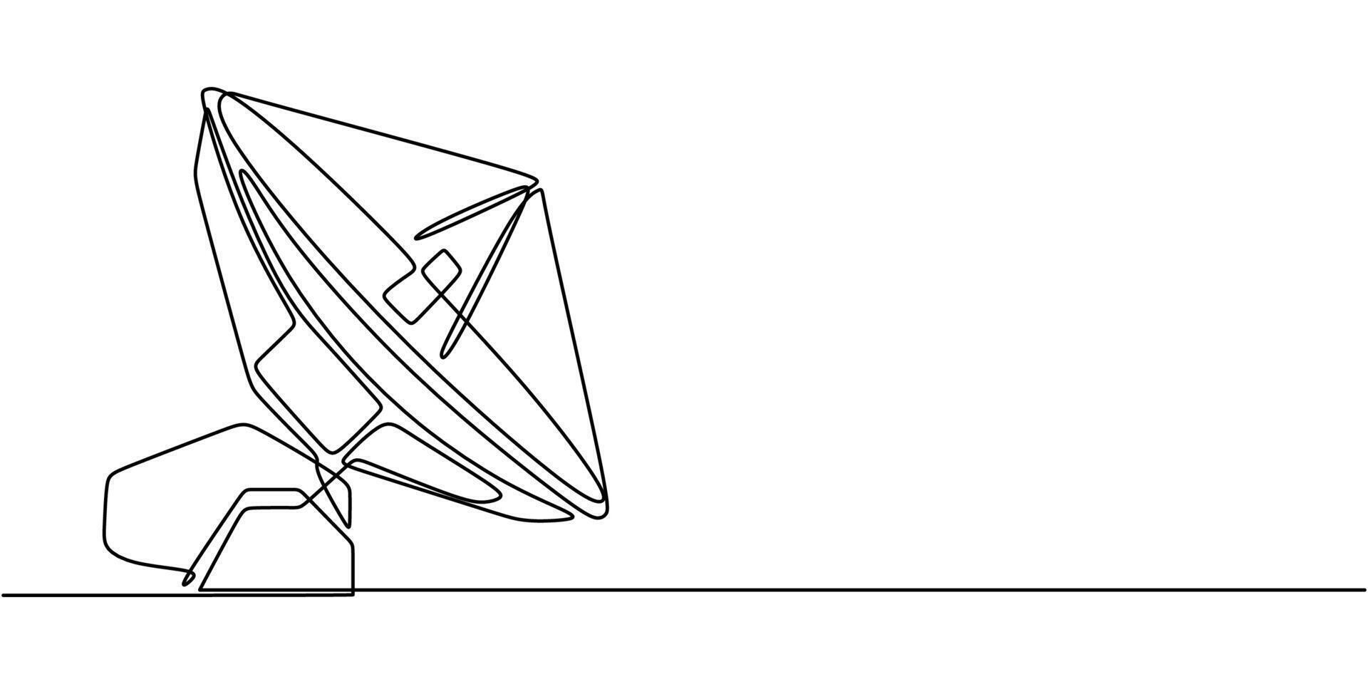 Satellite dish for communication line art vector