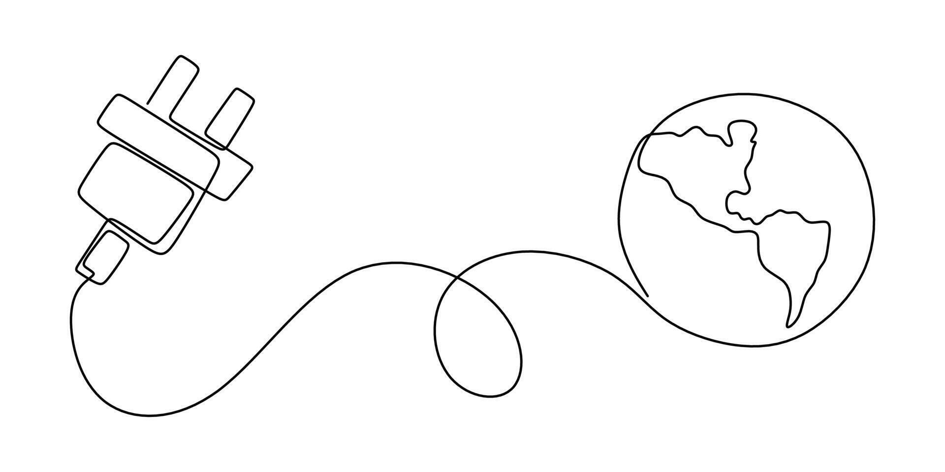 Global energy plug and earth drawing vector