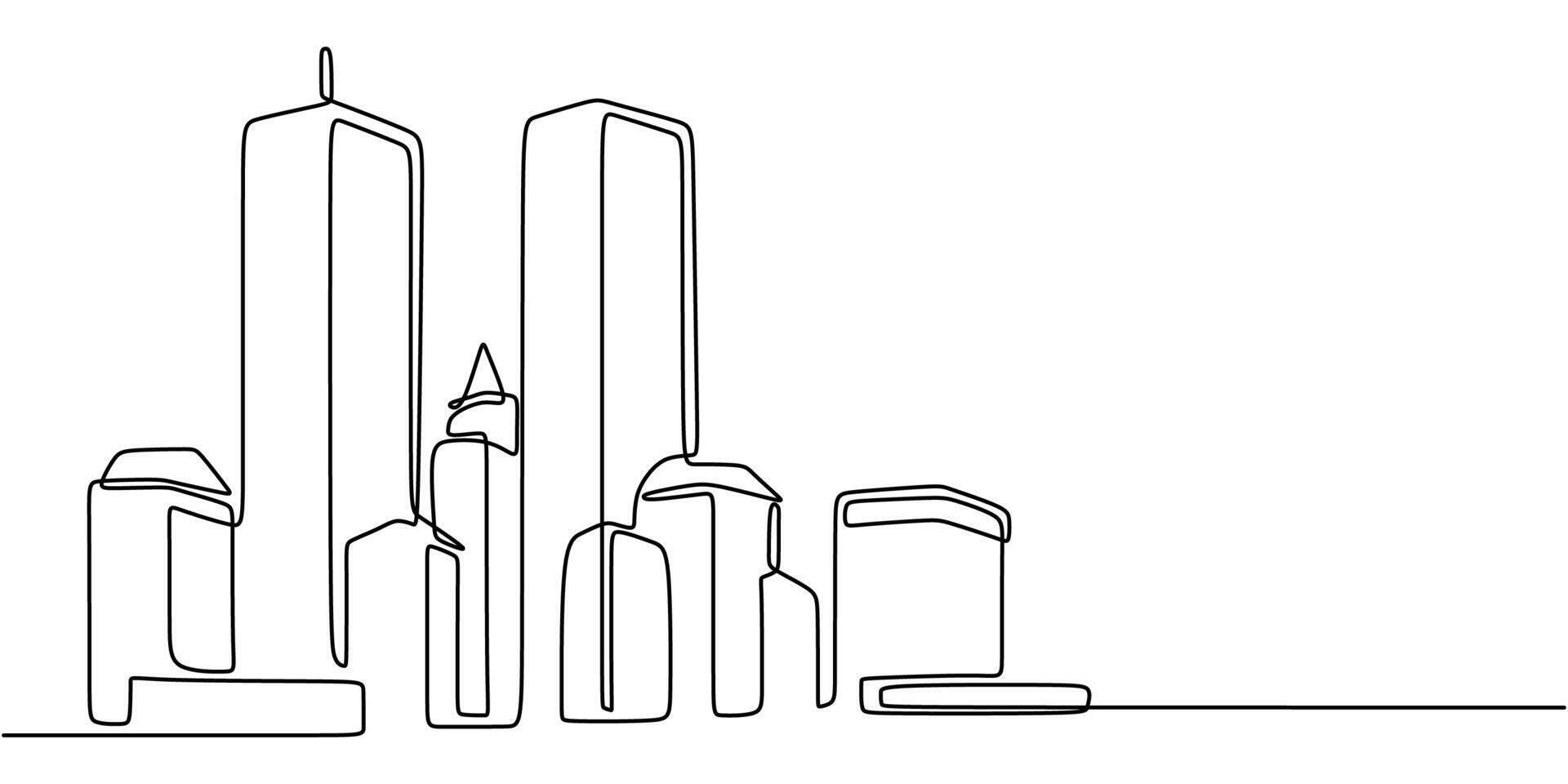 High rise city skyscrapers line art vector