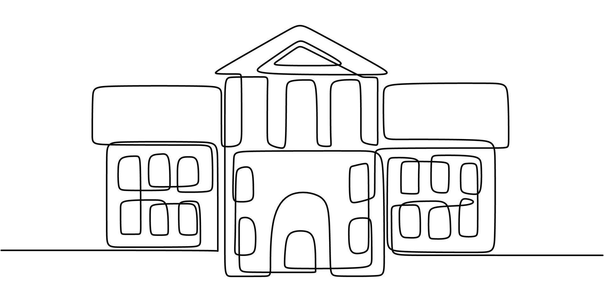 Simple bank building one line art vector