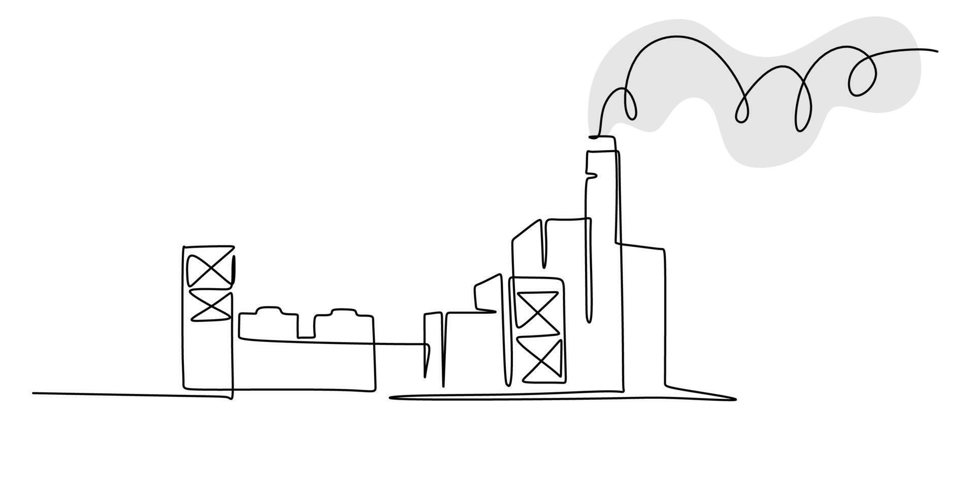Industrial factory architecture line art vector