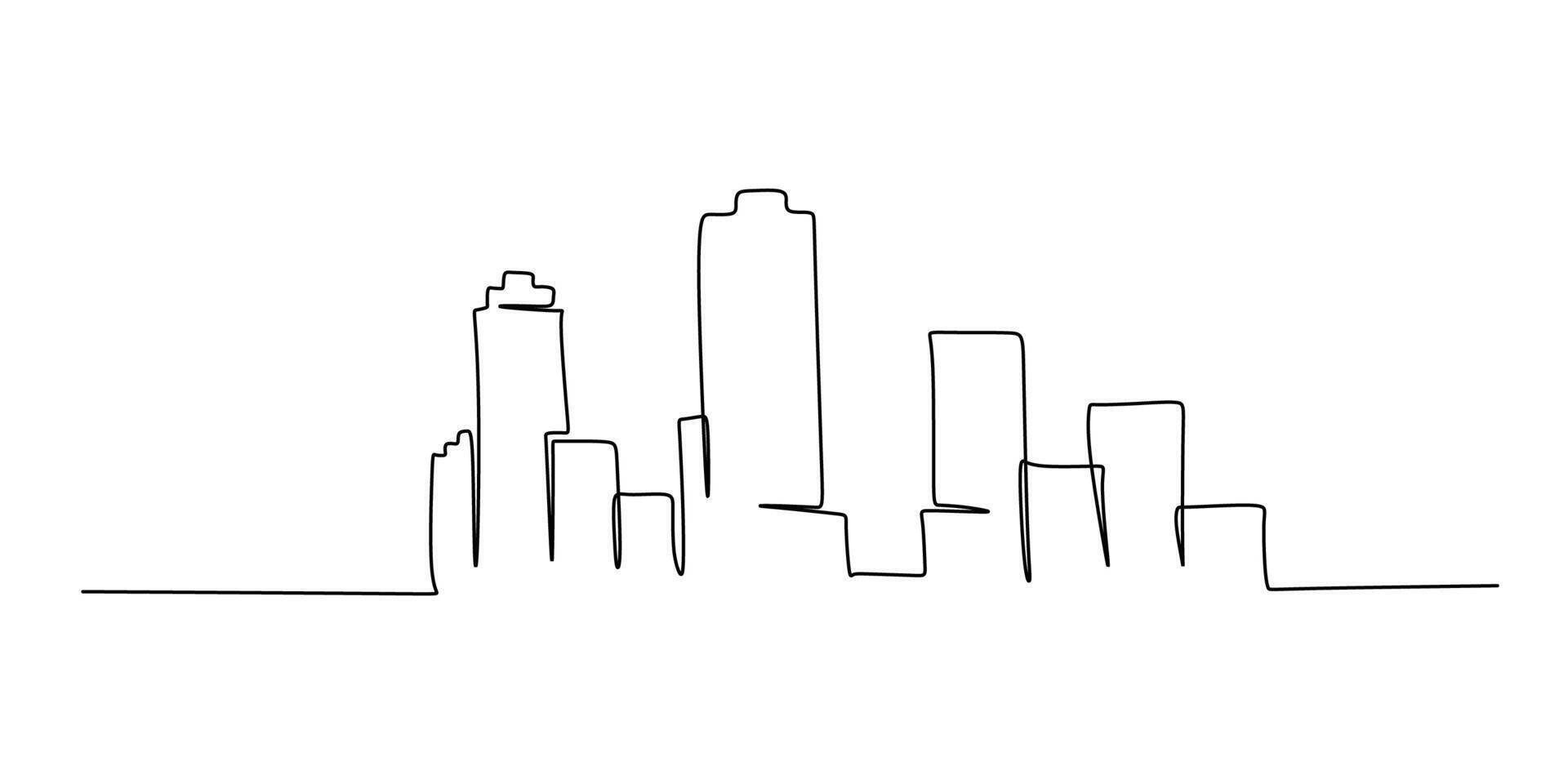 Modern skyscraper building one line drawing vector