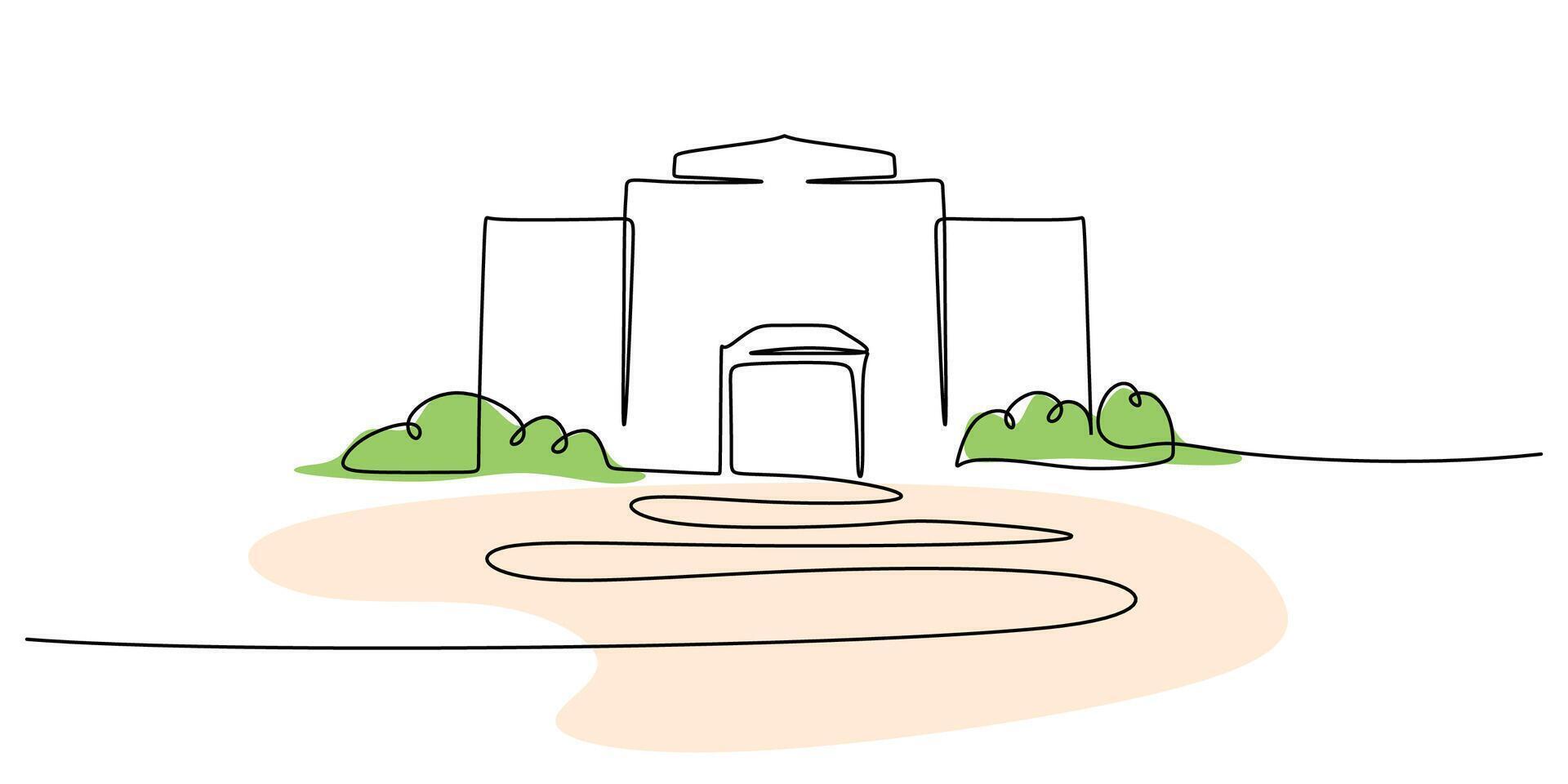 Mosque Building One Line Drawing vector