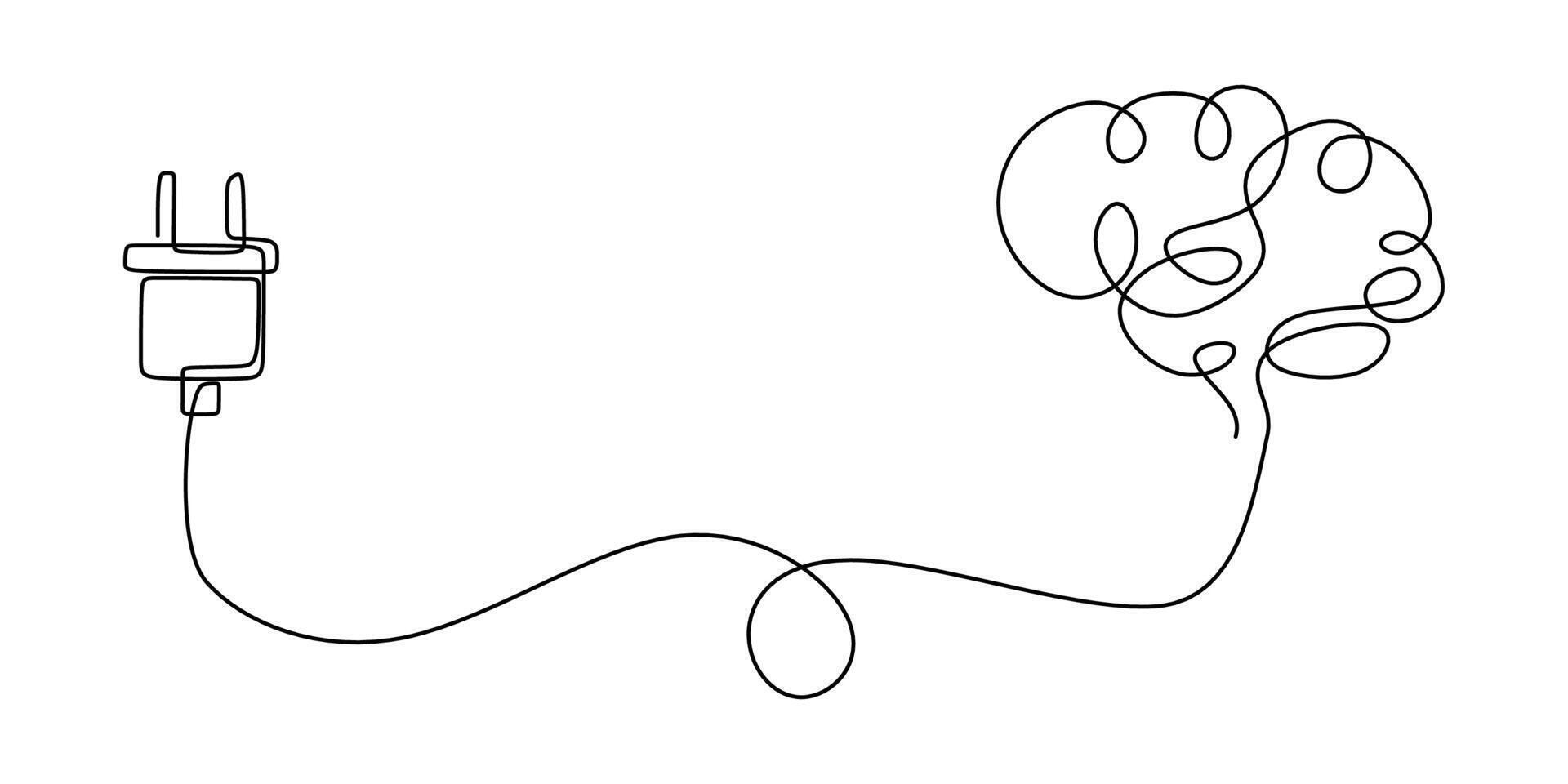 Brain Plugged into Power Cord vector