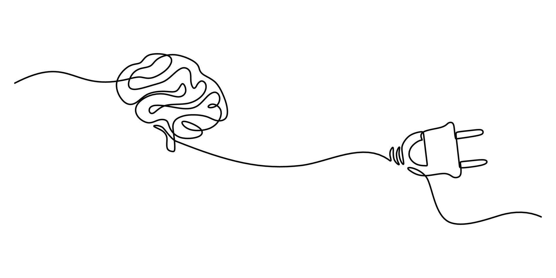 Brain Linked to Electric Plug vector