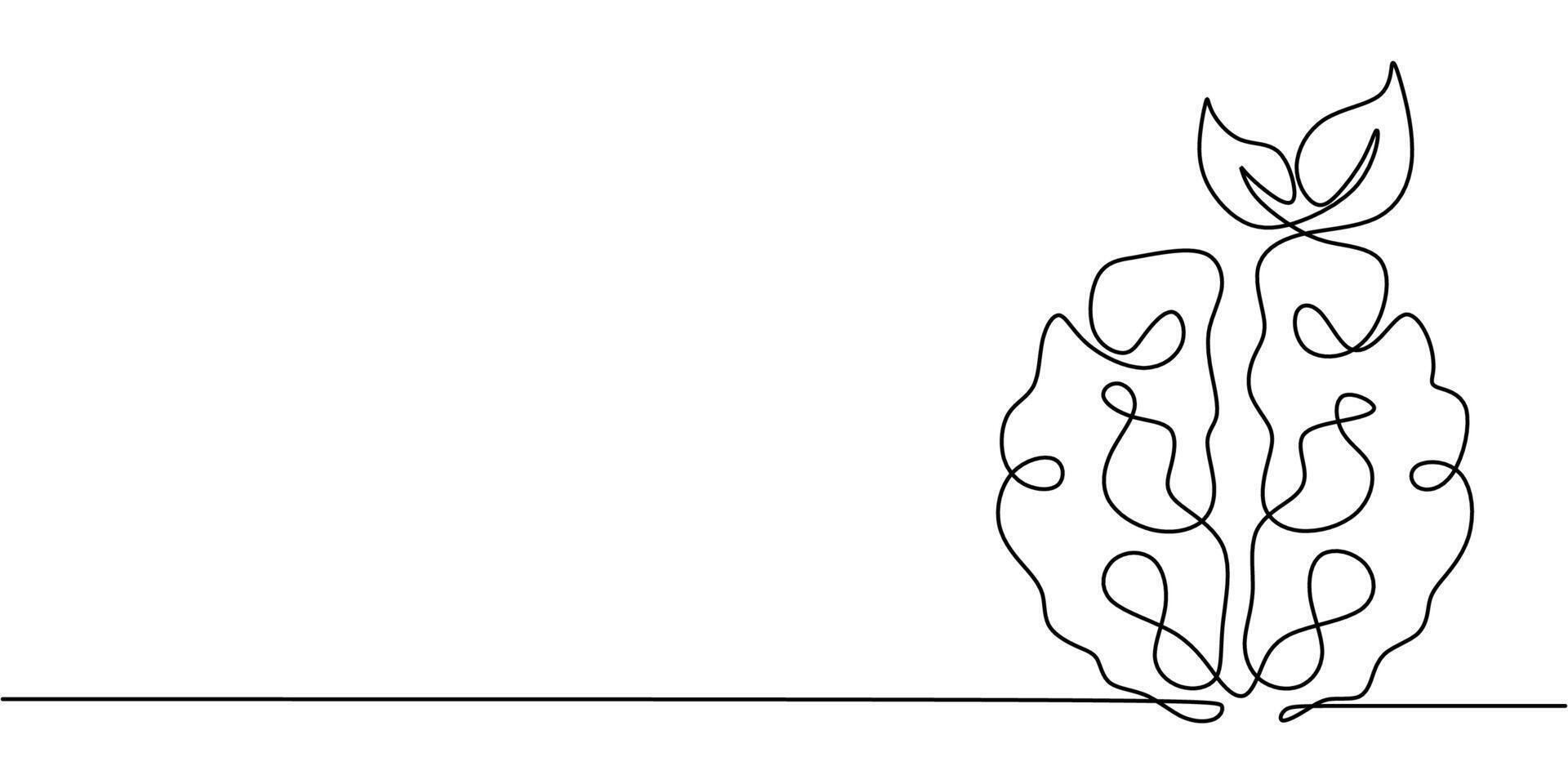 Brain with Leafy Cover Drawing vector
