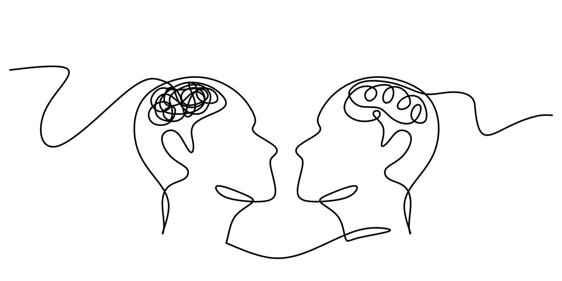 Normal and complex brain line art vector