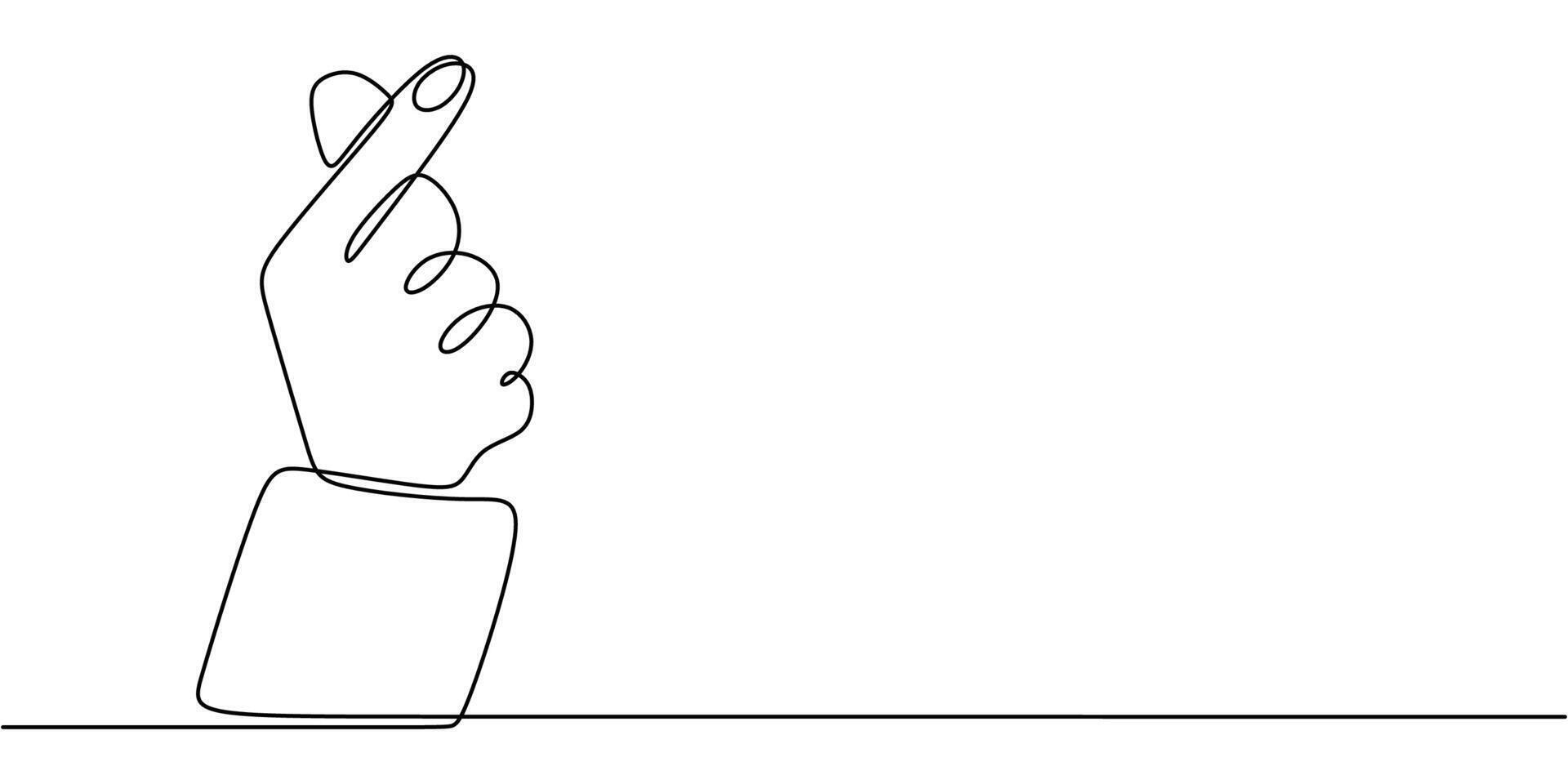 Korean love hand gesture one line art vector