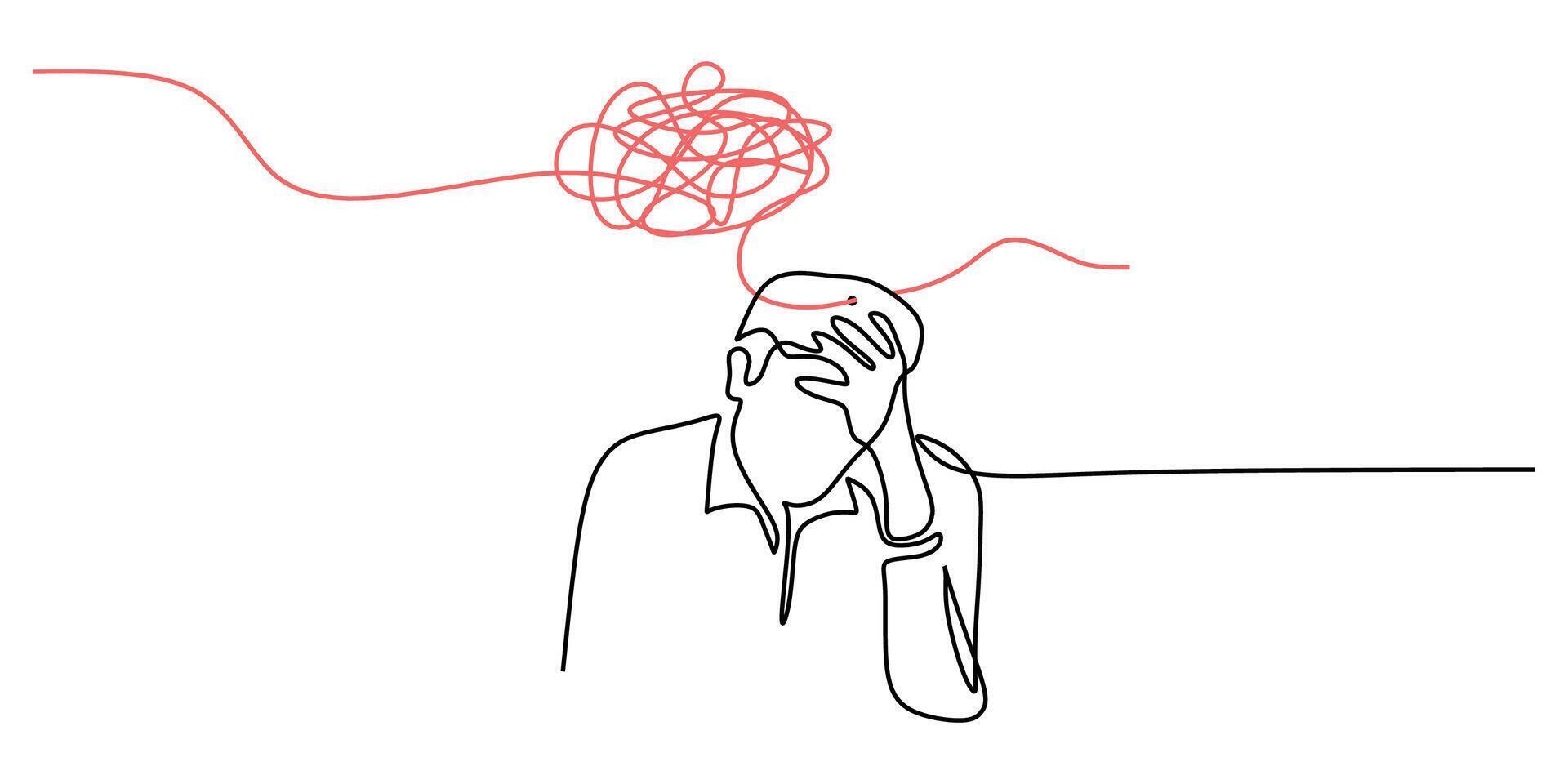 Tired office workers one line drawing vector