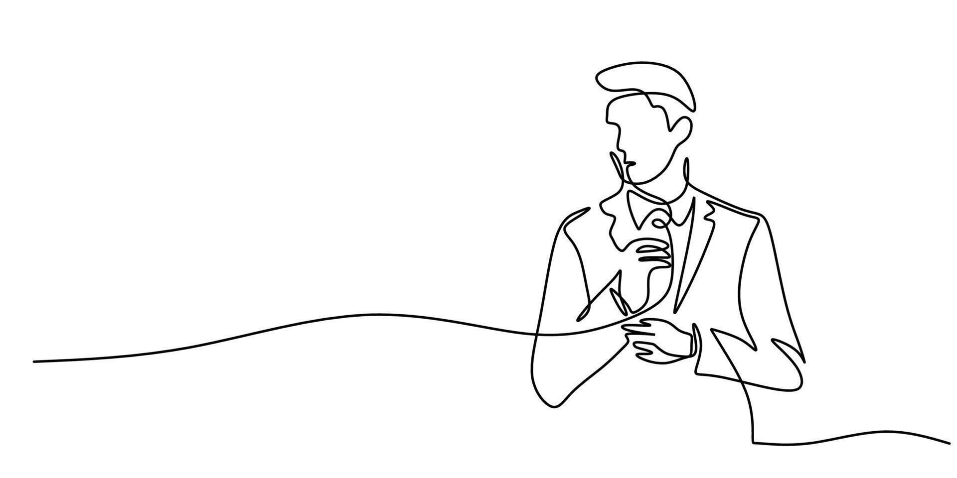 Office worker in suit line drawing vector