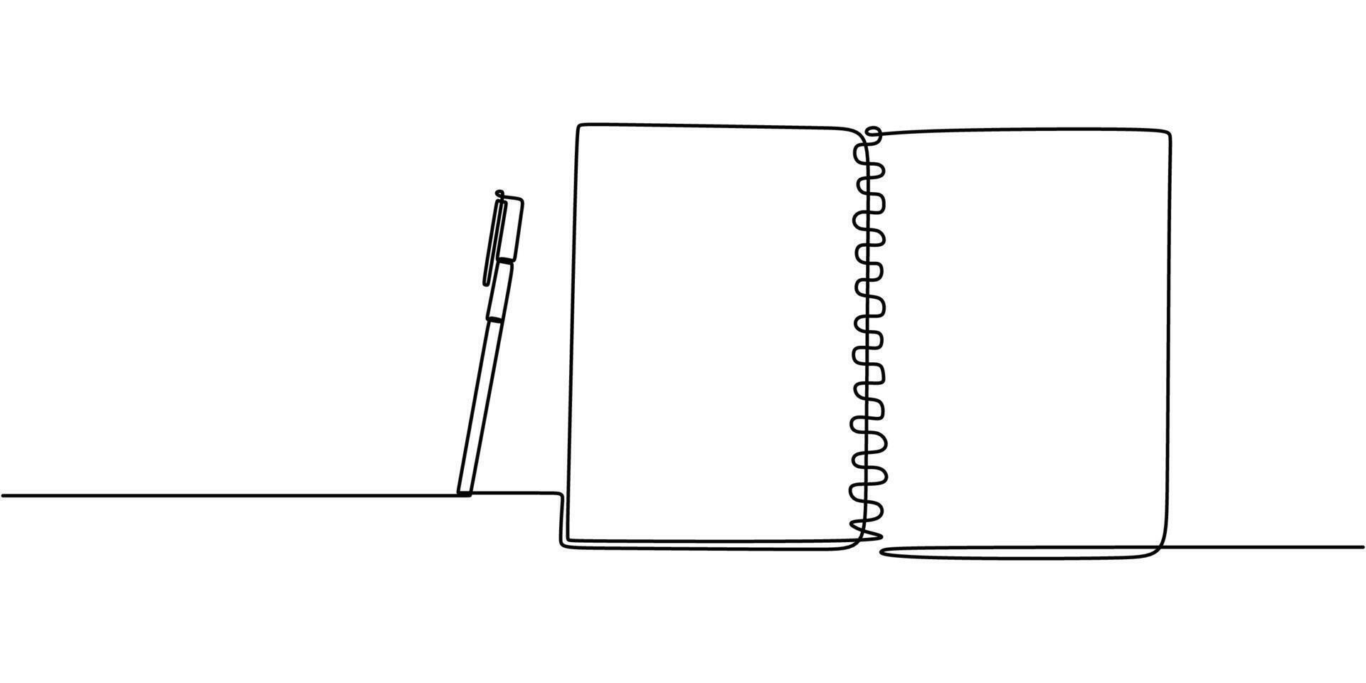 Agenda with Pen One Line Drawing vector