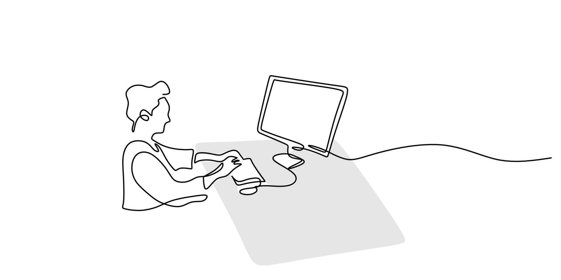 Person at Laptop Line Art vector