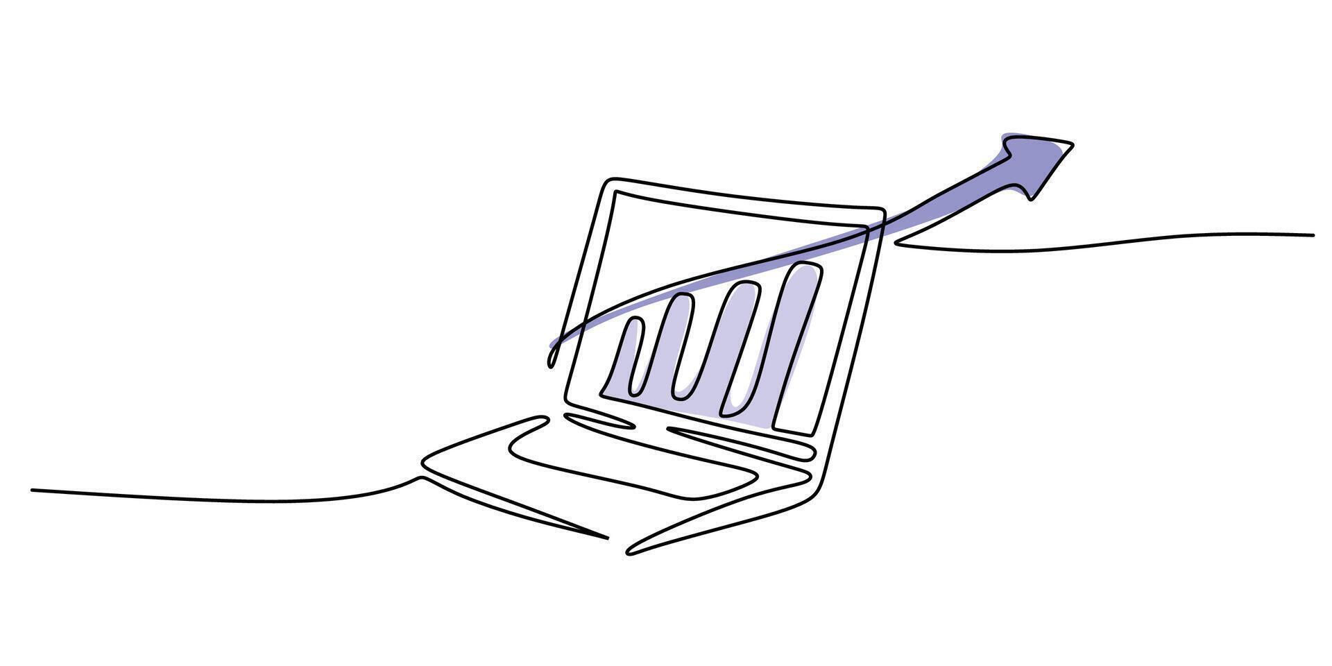 Laptop Displaying Graphics Line Art vector
