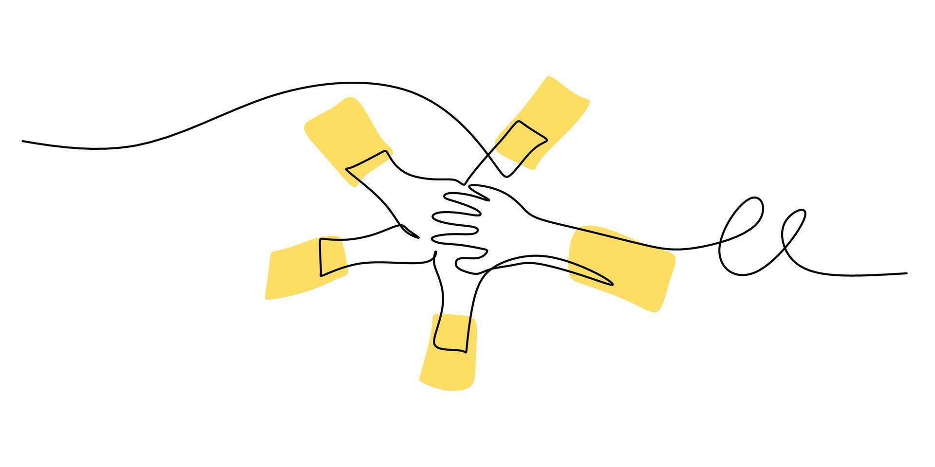 United hands for collaboration line art vector