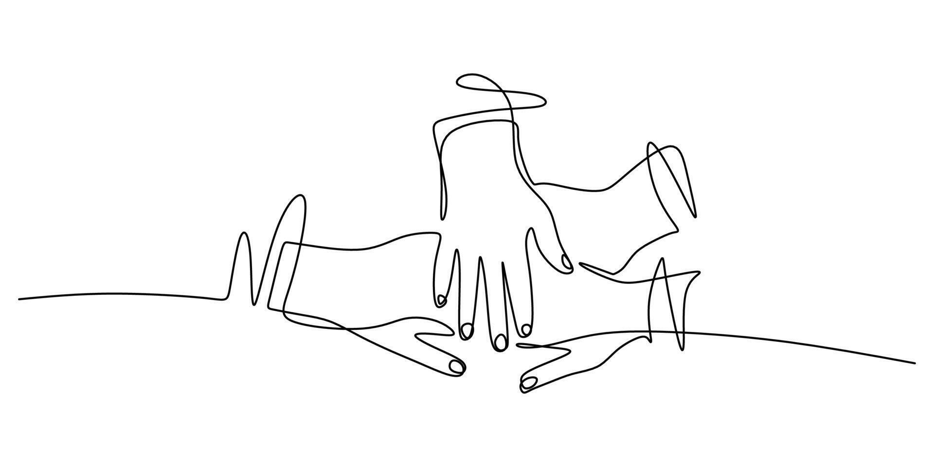 Collaborative hands for teamwork drawing vector