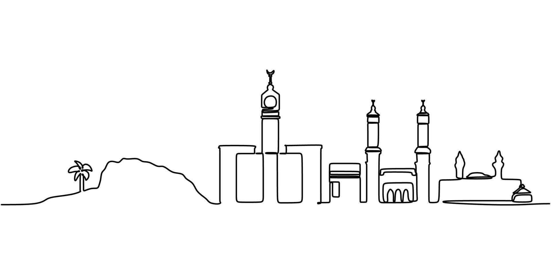 Mecca Mosque Line Drawing vector