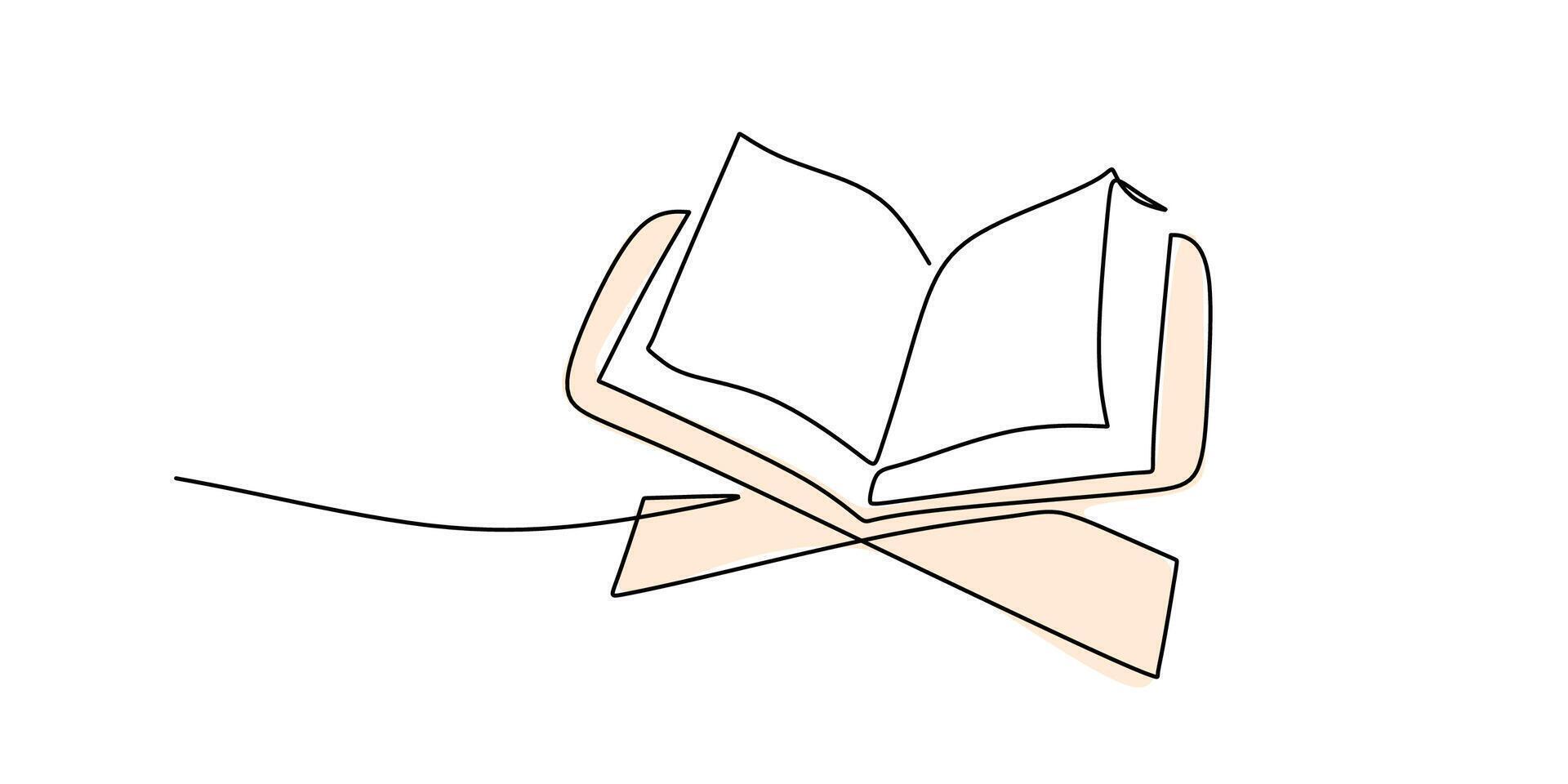 Opened Quran Minimalist Drawing vector