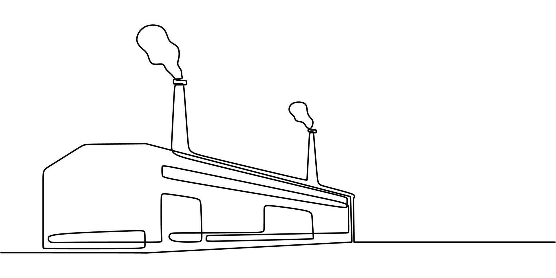 Multi storey factory one line drawing vector