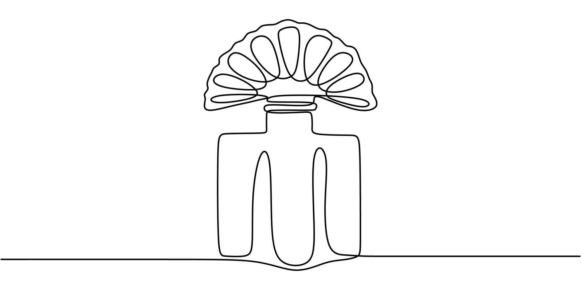 Vintage perfume bottle continuous line drawing vector
