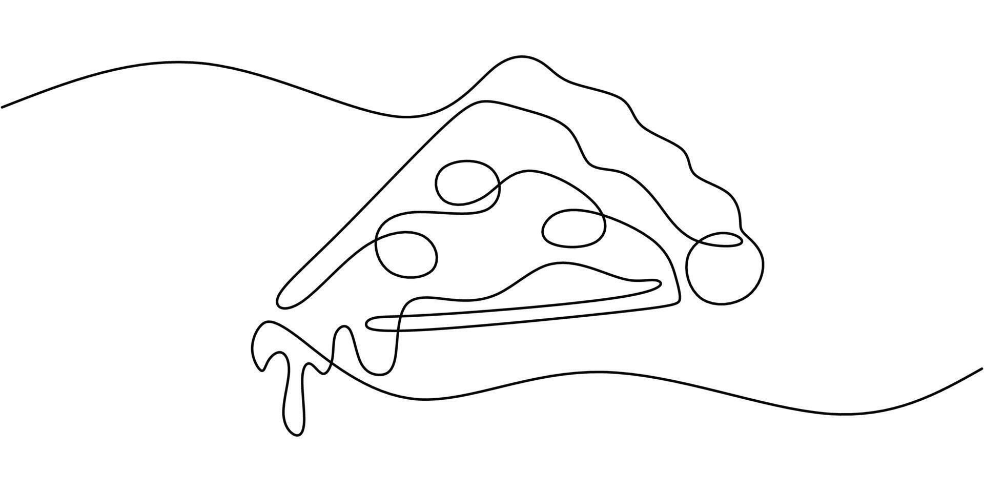 Minimalist pizza slice one line drawing vector
