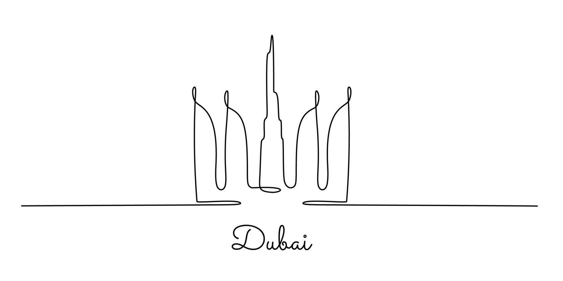 Dubai Cityscape One Line Drawing vector