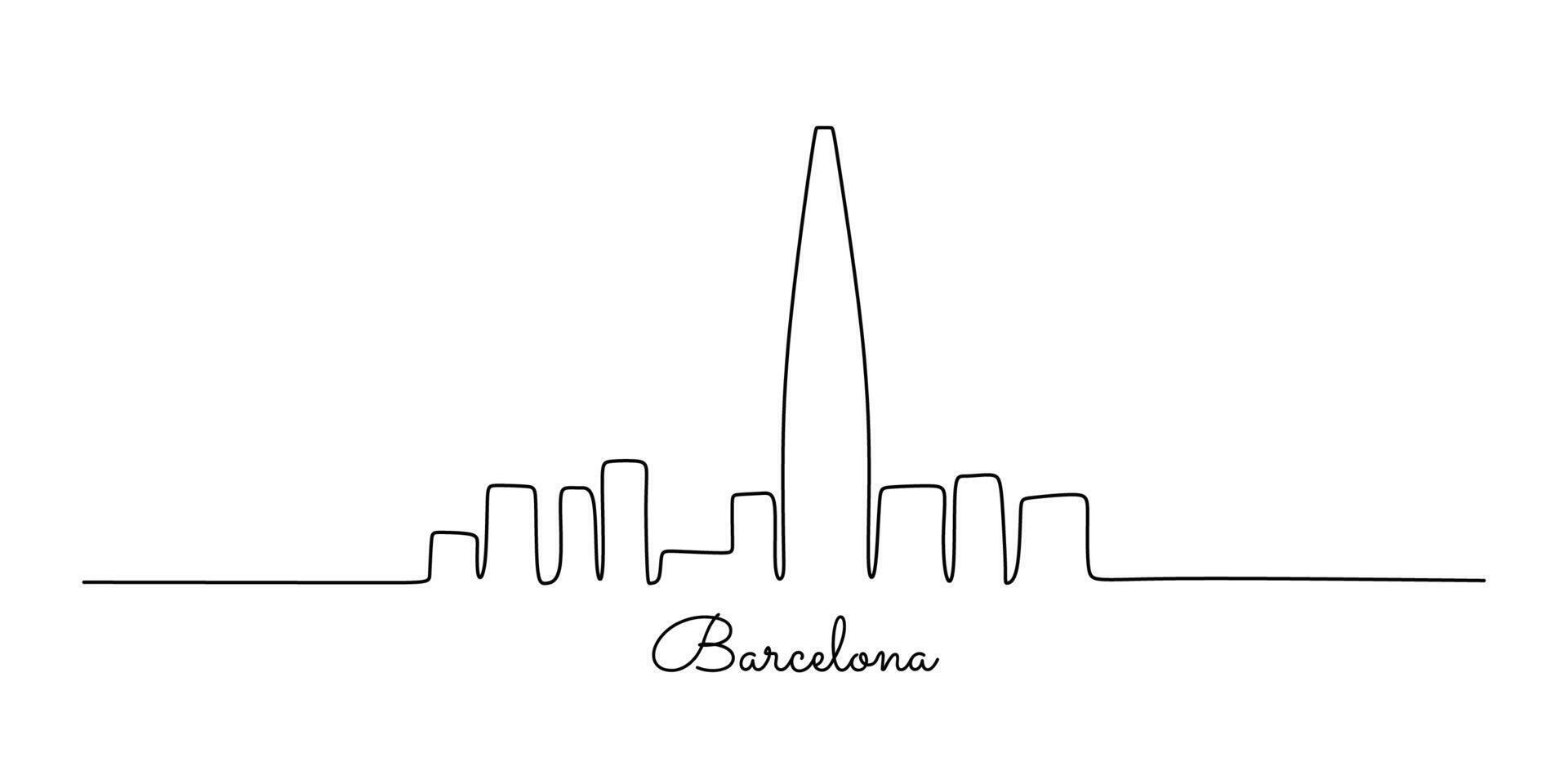 Barcelona Landmarks One Line Drawing vector