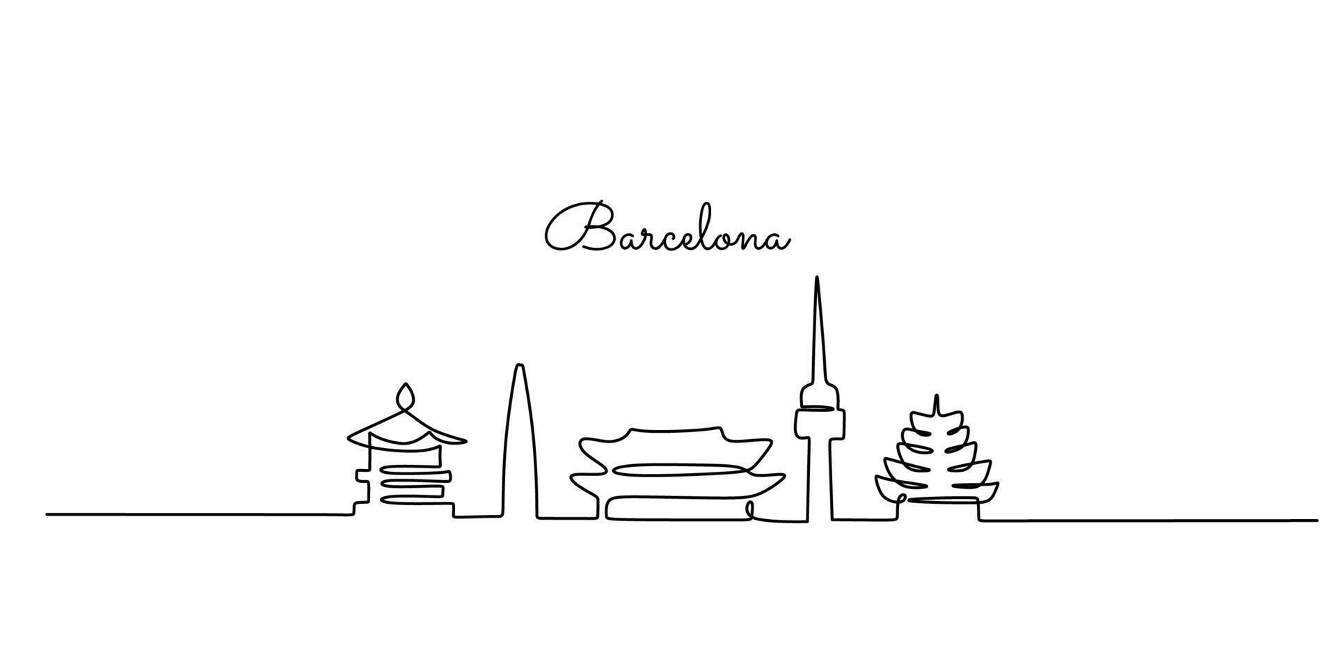 Barcelona Iconic Landmarks Line Art vector