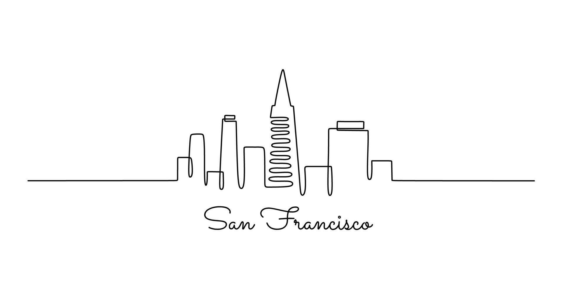 San Francisco Skyline Line Drawing vector