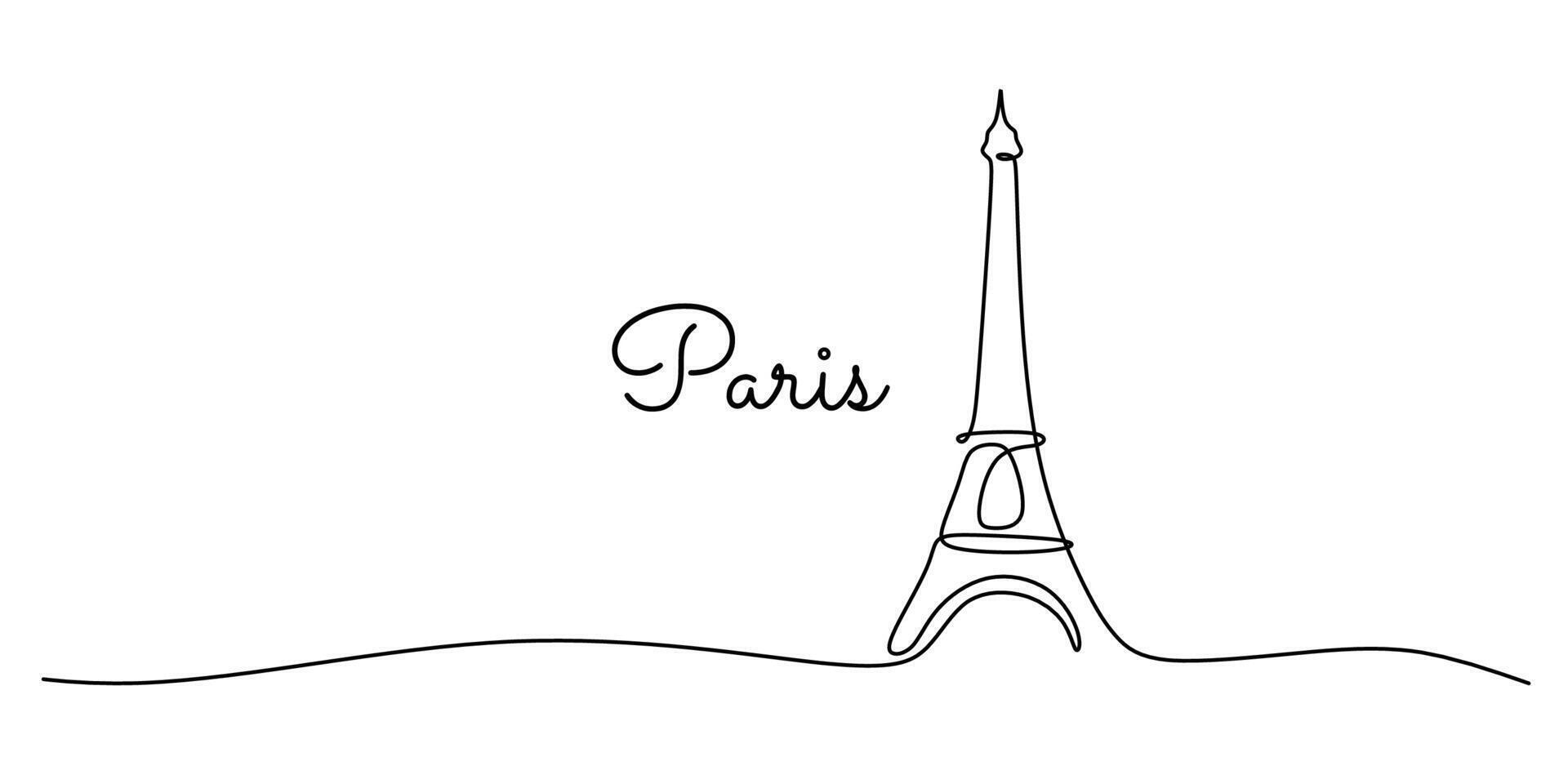 Paris City Landmarks Line Drawing vector