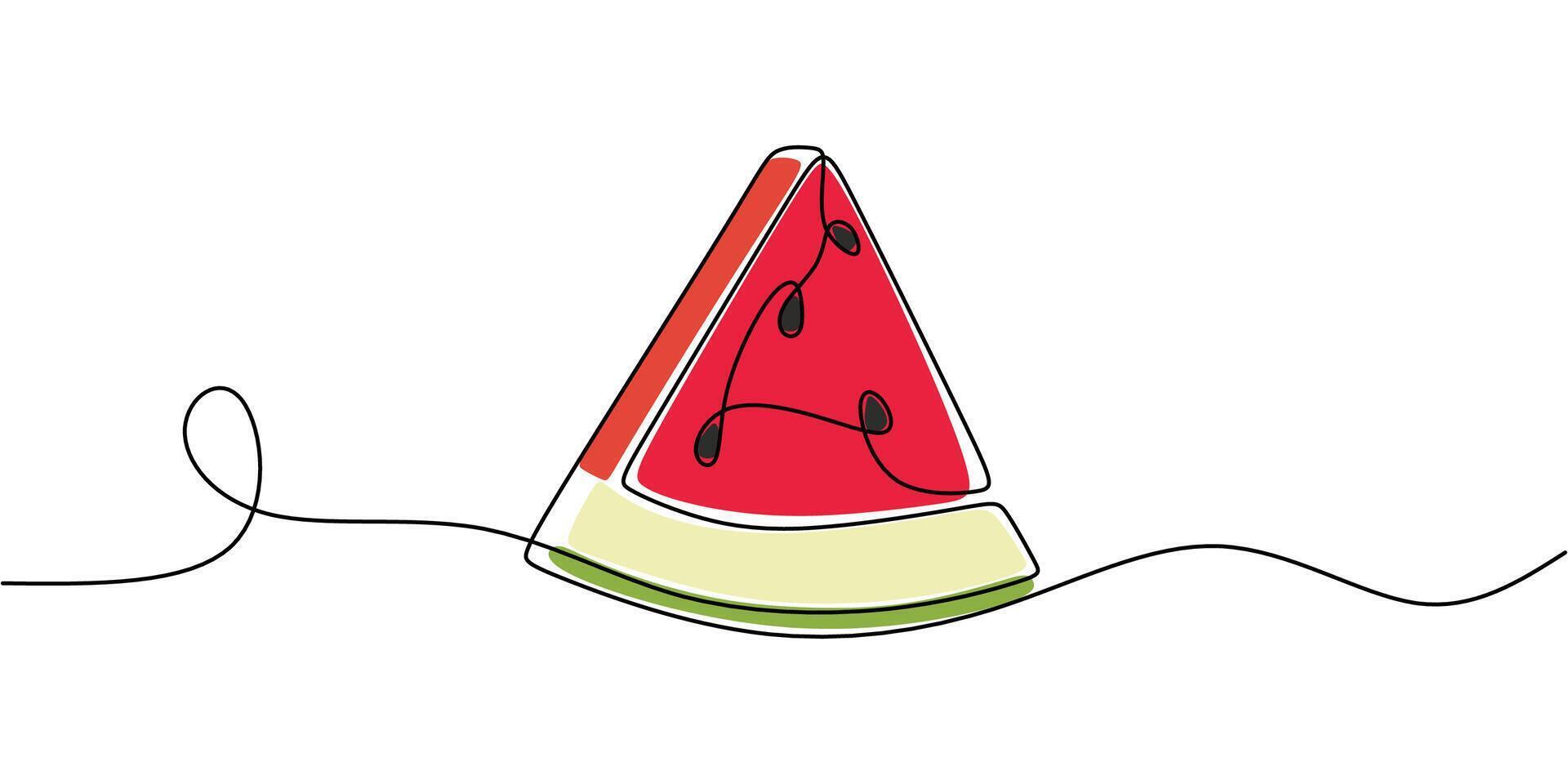 Watermelon Slices One Line Drawing vector
