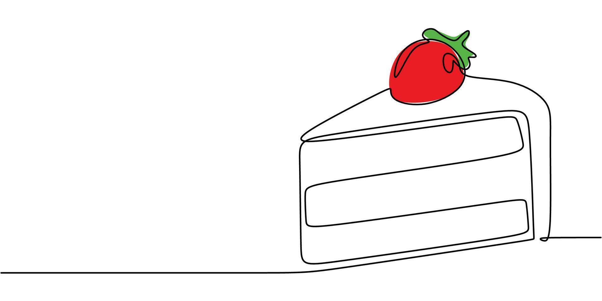 Strawberry Tart Slice Line Art vector