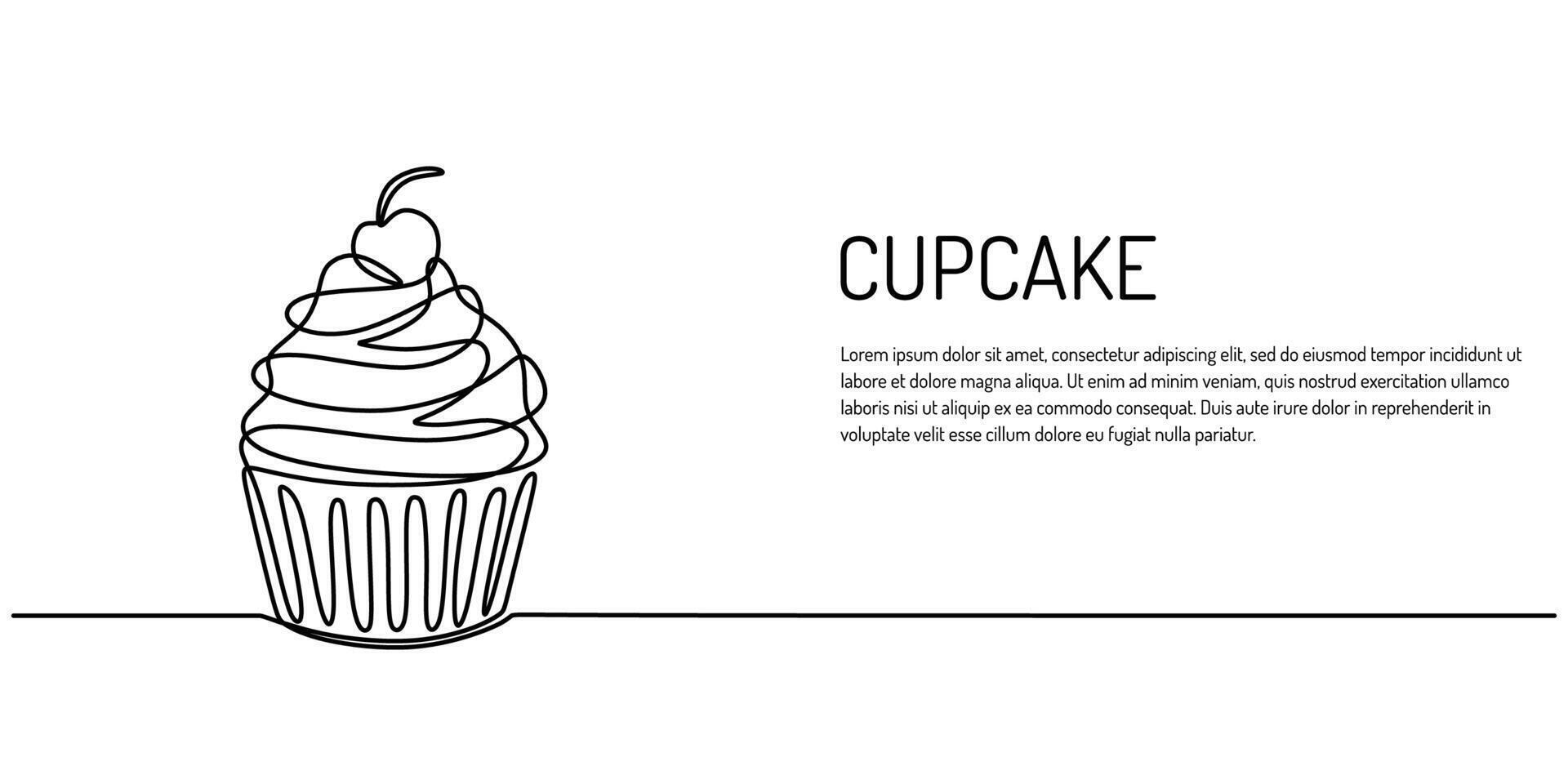 Cupcake with Cream and Cherries vector