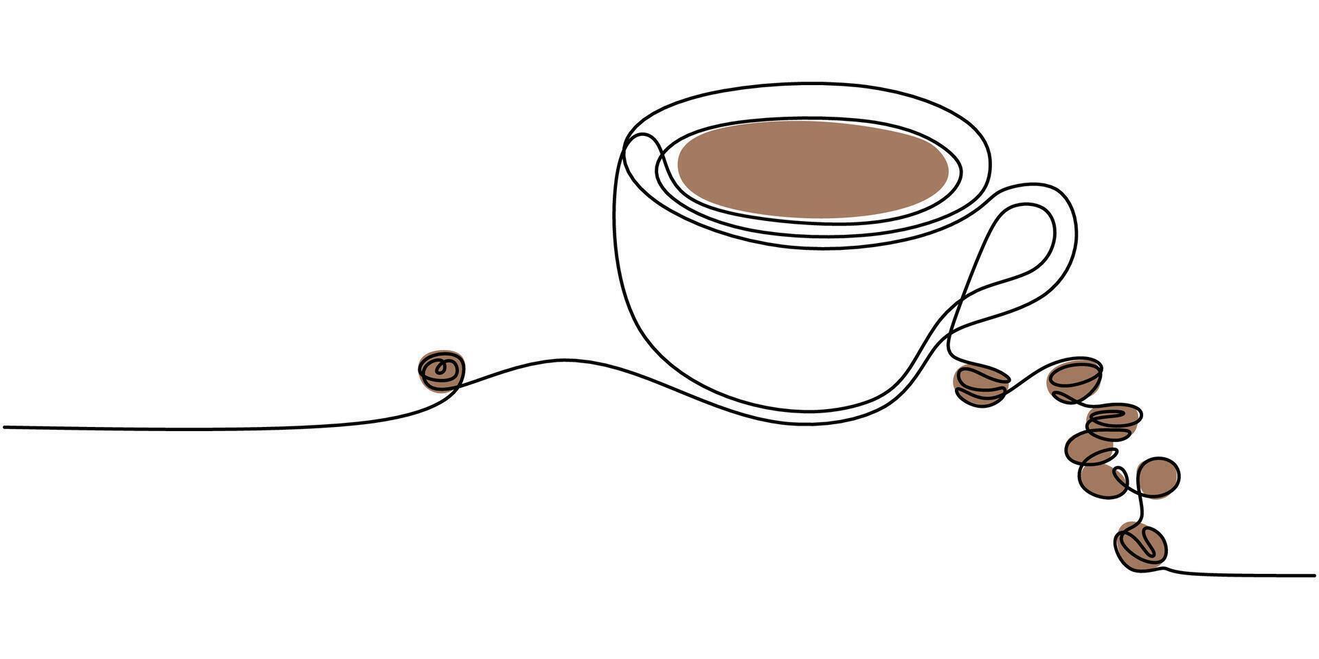 Coffee Beans with Cup Drawing vector