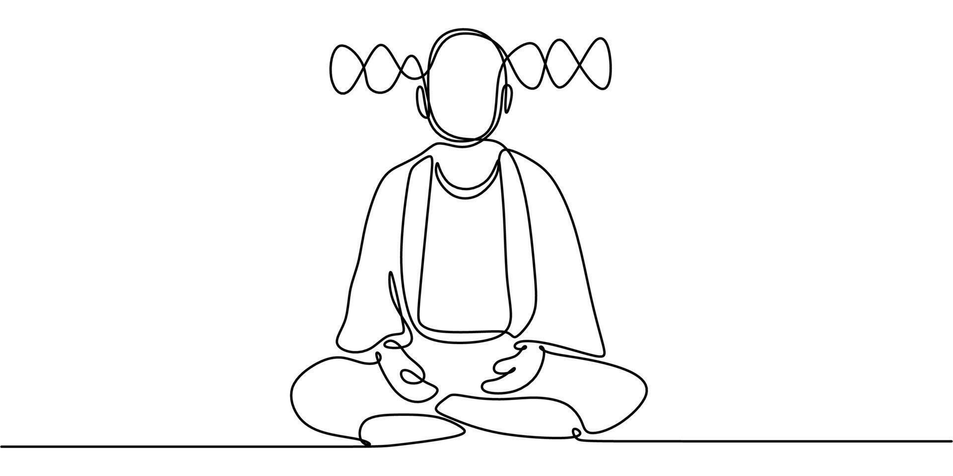 Meditation for psychological peace one line drawing vector