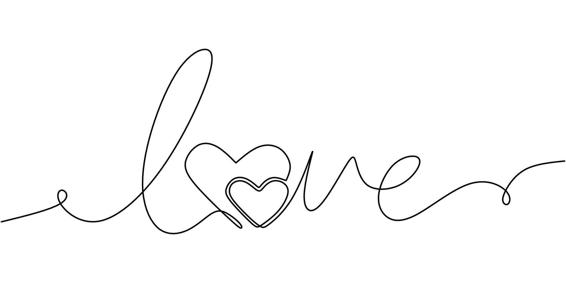 Love with Two Hearts One Line Art vector