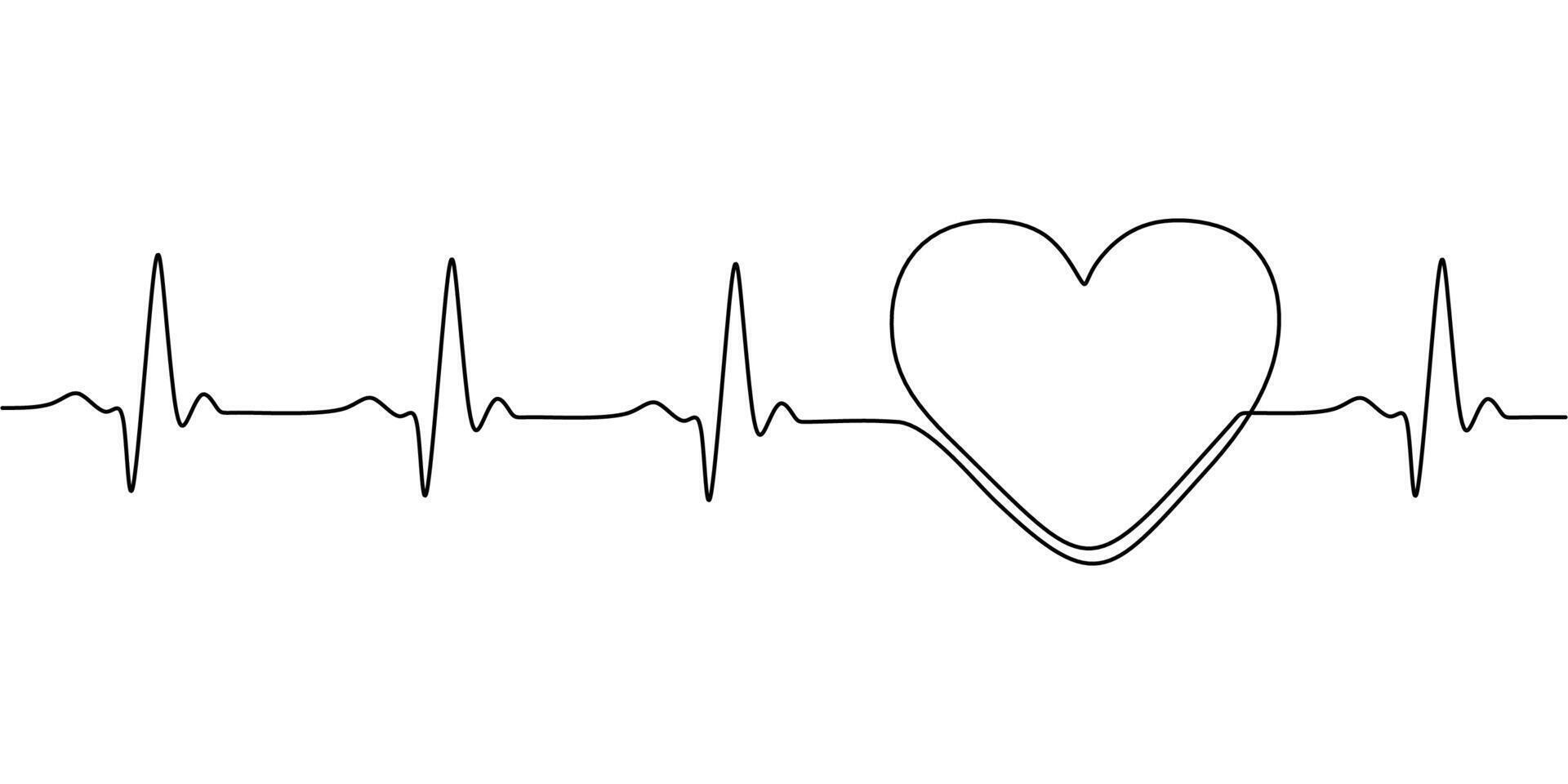 Heart and Pulse Wave Line Art vector