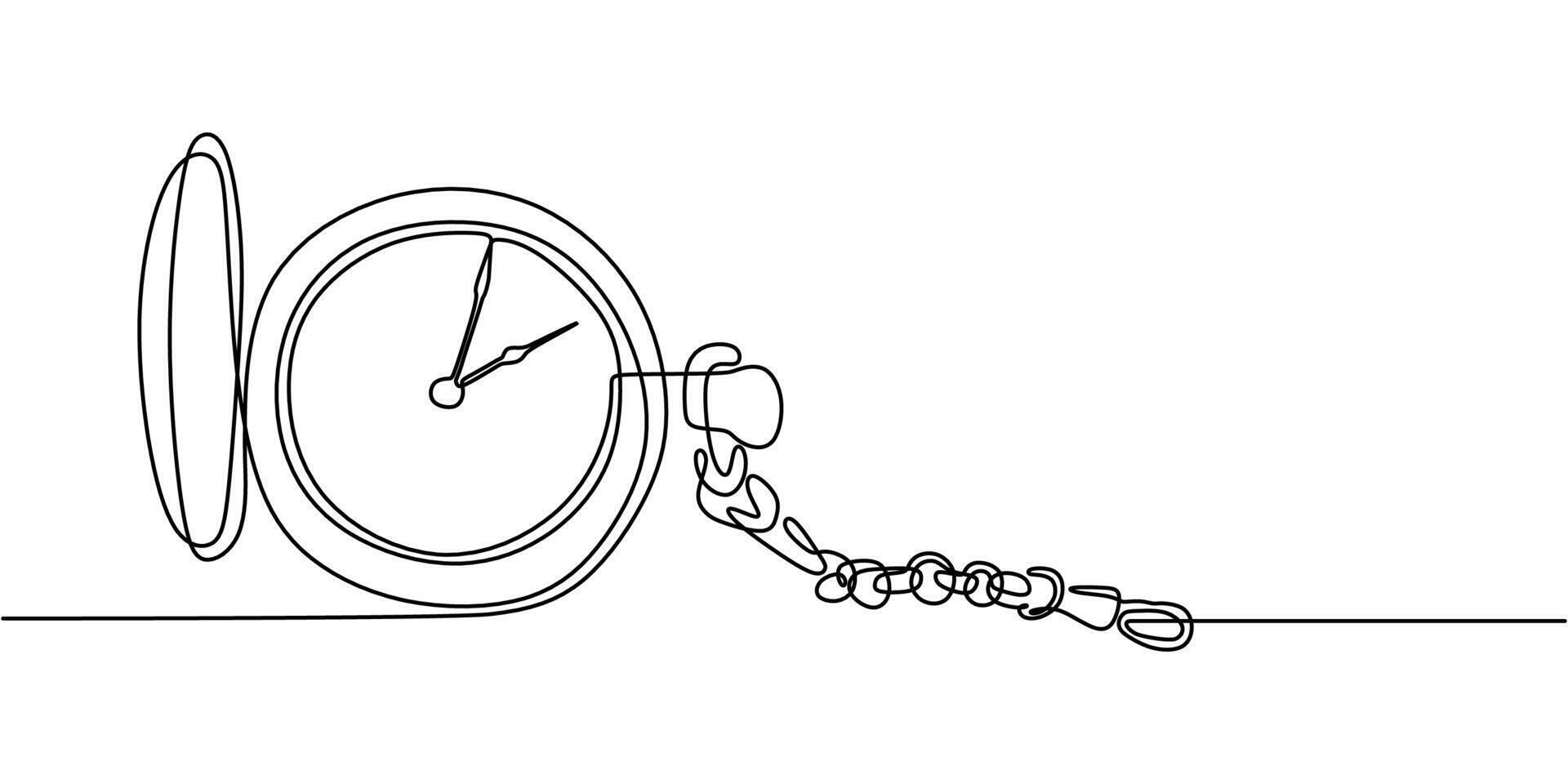 Pocket Watch and Chain Line Art vector