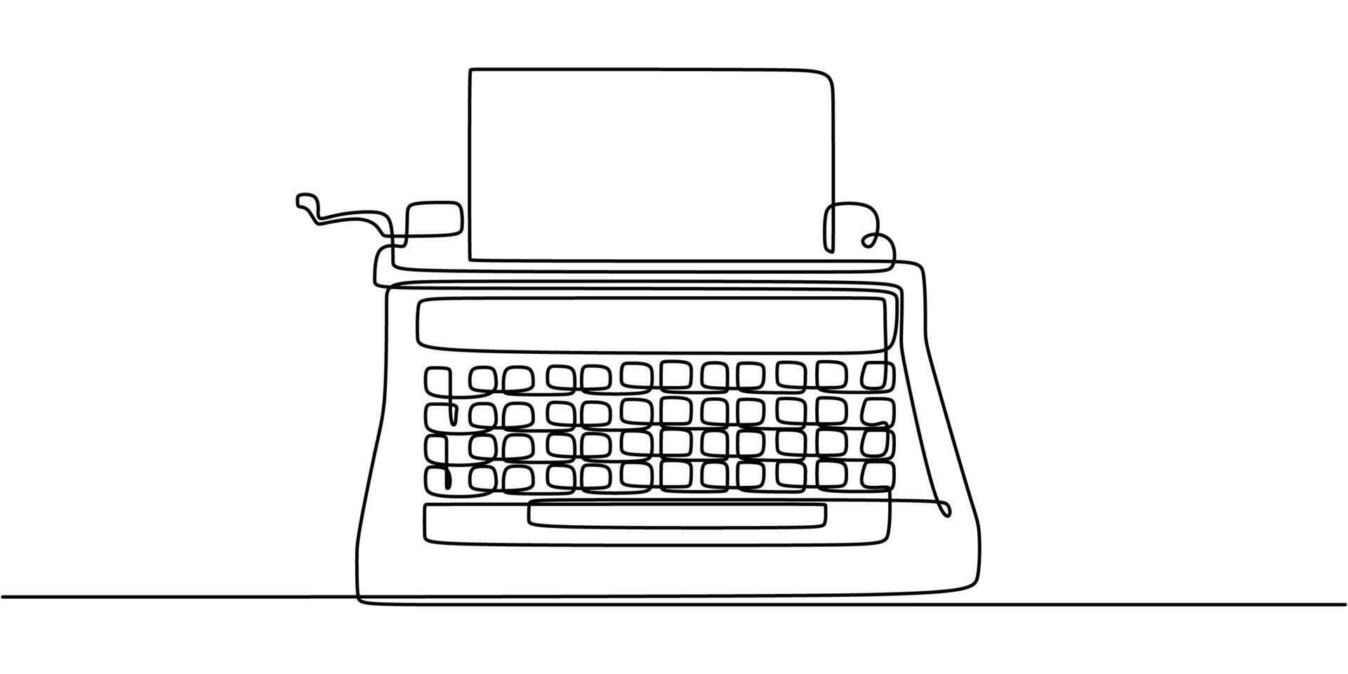 Typewriter One Line Drawing vector