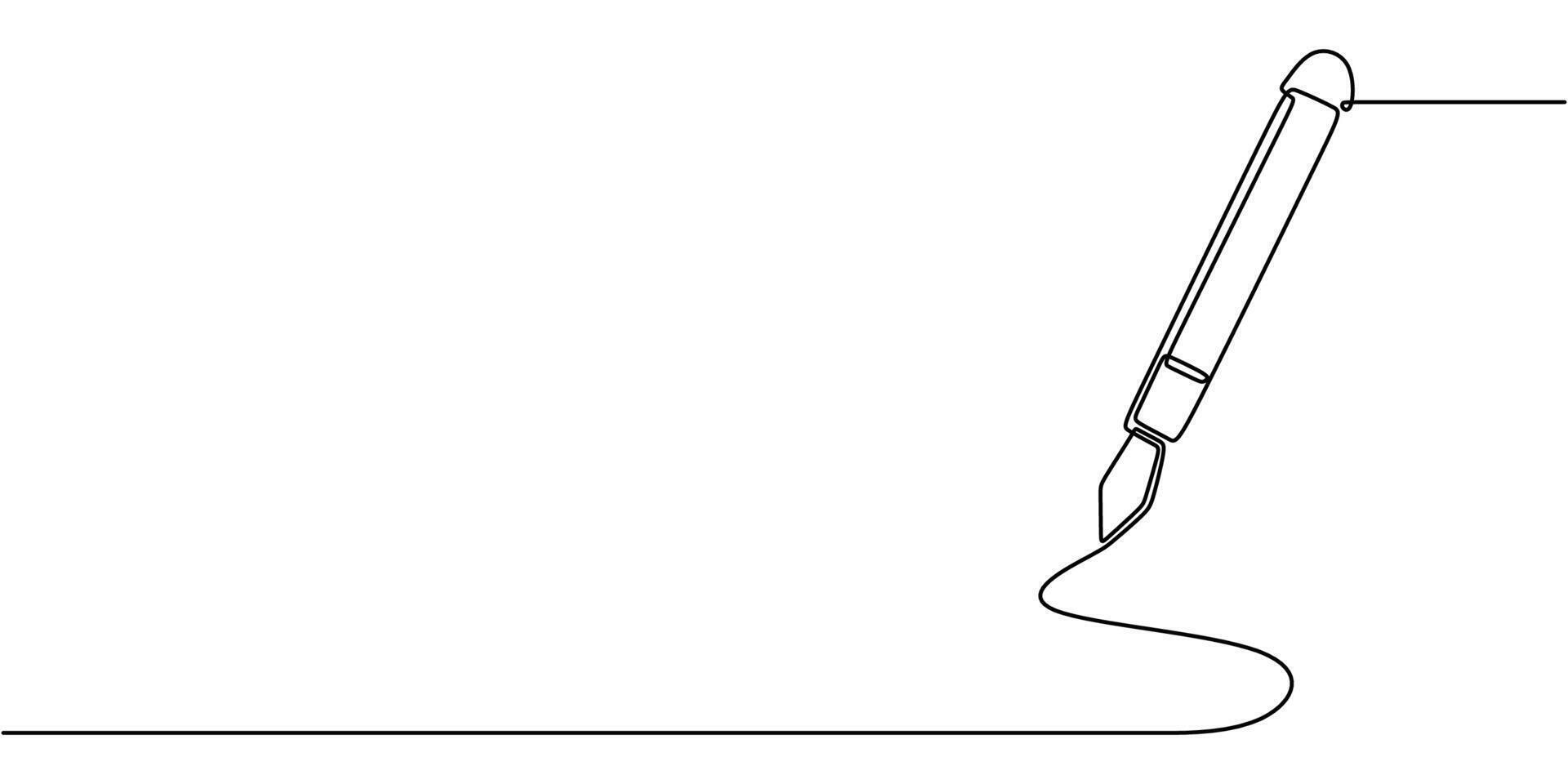 Vintage fountain pen with nib one line art vector