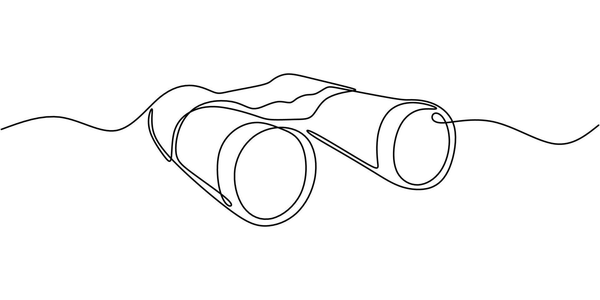 Minimalist vintage binoculars one line art vector